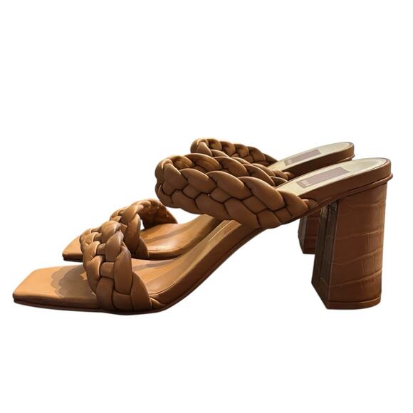 Dolce Vita Braided Block Heeled Sandals Paily Stella Tan Cafe Leather - Picture 9 of 10